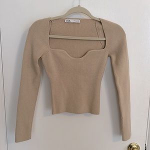 Zara Ribbed Knit Long Sleeve Sweater